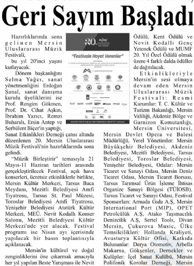 20. Mersin Uluslararası Müzik Festivali